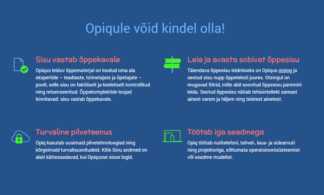 Foto: RTK vahendusel loodi Euroopa Sotsiaalfondi rahastusega digitaalse õpihalduskeskkonna Opiq sisu tasuta kättesaadavaks / Foto: kuvatõmmis